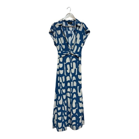 Bendigo Impressions Maxi Dress Women's Small Printed Sleeveless Blue Cream - Picture 2 of 5